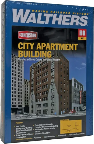 Miniatura 5 de Walthers Cornerstone City Apartment Background Building 933-3770 HO Scale Model Railroad - Kit de estructura