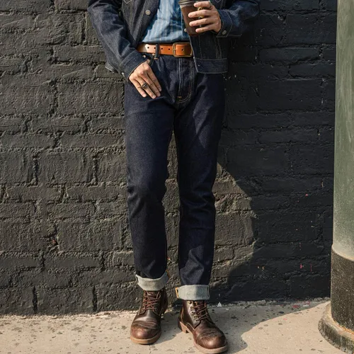 Miniatura 2 de Red Tornado 12oz Selvedge Denim Jeans Enjuagados Slim Straight Fit