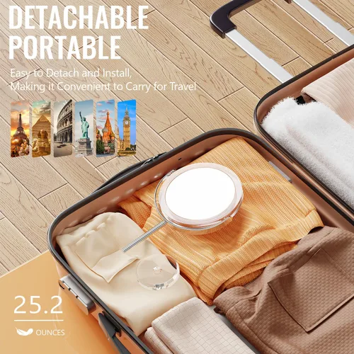 Miniatura 6 de Auxmir Espejo de aumento 1X/20X, espejo de maquillaje de doble cara con soporte, espejo de mesa de tocador con pinzas, rotación de 360° portátil
