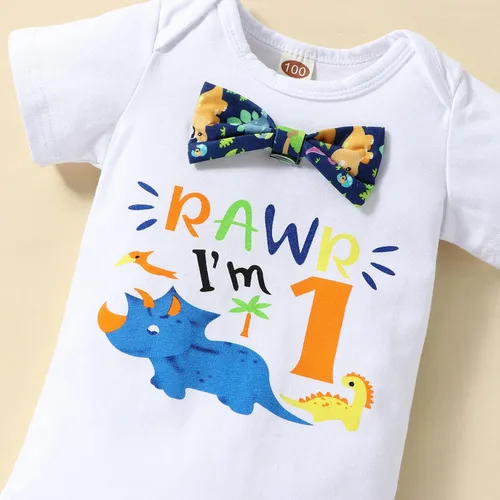 Miniatura 35 de Ropa divertida para el primer cumpleaños para bebé, ropa para bebé, con corbatín, mameluco, pantalones, conjunto de tirantes, trajes de pastel