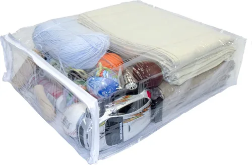 Miniatura 2 de Juego de 5 bolsas de almacenamiento de vinilo transparente con cremallera de 15 x 18 x 5 pulgadas