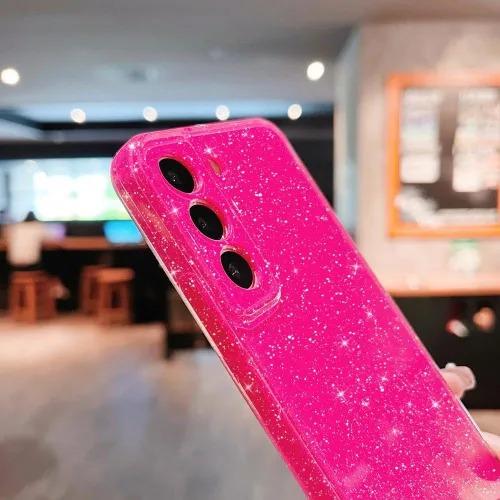 Miniatura 6 de MINSCOSE Compatible con Samsung Galaxy S22 5G Case, Bonito Color Neón Brillante, Purpurina Brillante Delgada Slim A Prueba de Golpes Silicona Rosa