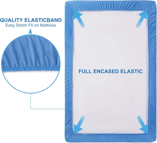 Miniatura 3 de TILLYOU Paquete de 2 sábanas bajeras para cuna, paquete y juego para colchón de niños pequeños, suaves y transpirables de 38 x 24 pulgadas, paquete