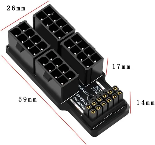 Miniatura 2 de Adaptador modular de alimentación 12VHPWR ATX3.0 PCI-E 5.0 a cuatro ATX 8P en ángulo hacia abajo de 90 grados para tarjeta gráfica 4080 5090TI 16Pin