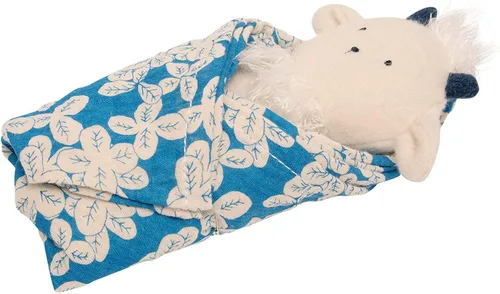Miniatura 2 de Manhattan Toy Muñequera de peluche bordada de cabra para bebé + paño de algodón suave para babero, 16 x 16 pulgadas