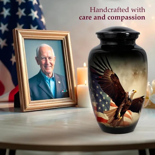 Miniatura 5 de Trupoint Memorials Urnas de cremación para cenizas humanas, urna de entierro decorativa militar y patriótica para veteranos hombres y mujeres