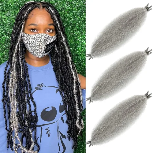 Miniatura 14 de Cabello Afro Twist Elástico de 16 pulgadas, cabello Cuban Twist 30# Marley Twist trenzado, Afro Twist suave, extensiones de cabello sintético rizado
