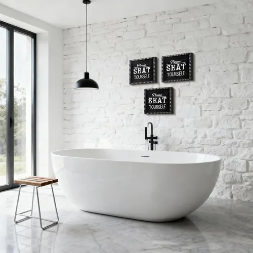 Miniatura 6 de Yousoontic 3 piezas divertidas de decoración de madera para baño, texto "Please Text Me If You Run out of the Toilet Paper Sign Seat Yourself Sign
