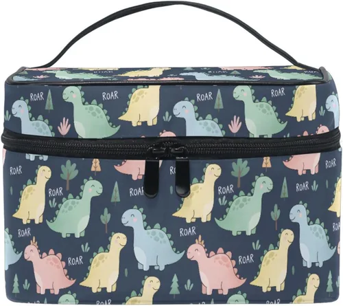 Miniatura 40 de Bolsa de maquillaje, bolsa organizadora de maquillaje de viaje con estampado de leopardo rosa, neceser para niñas, mujeres y mujeres, Geométrico 115