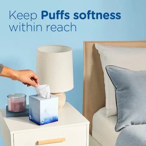 Miniatura 8 de Pañuelos faciales ultrasuaves sin loción Puffs, 1 cubo, 48 pañuelos por caja