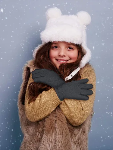 Miniatura 7 de SATINIOR 3 pares de guantes de invierno de forro polar para niños, guantes de dedos completos cálidos para niños y niñas, suministros de actividades