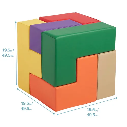 Miniatura 2 de ECR4Kids SoftZone Bloques de construcción inteligentes de espuma, rompecabezas de espuma, surtidos, 7 piezas
