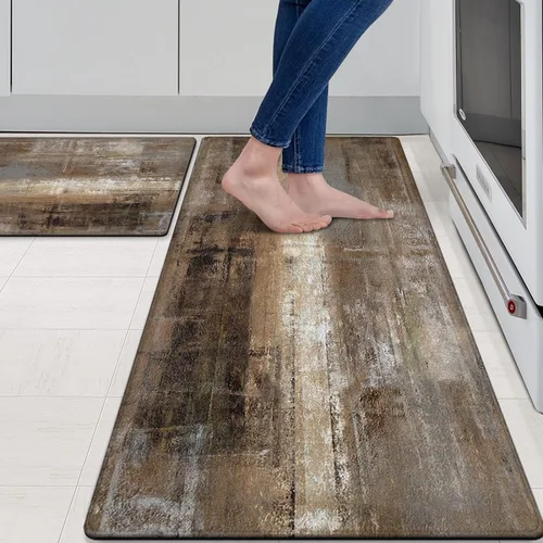 Miniatura 11 de MAYHMYO Juego de 2 tapetes de cocina antifatiga, diseño de mármol y azul, alfombrillas acolchadas y antideslizantes
