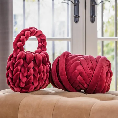 Miniatura 7 de Ultra Suave 1kg (2.2 LBS) Hilo Grueso para Tejer a Mano, Hilo de Tubo de Tela de Terciopelo Luxuoso para Hacer Bolsos, Almohadas, Mantas, Azul Ártico