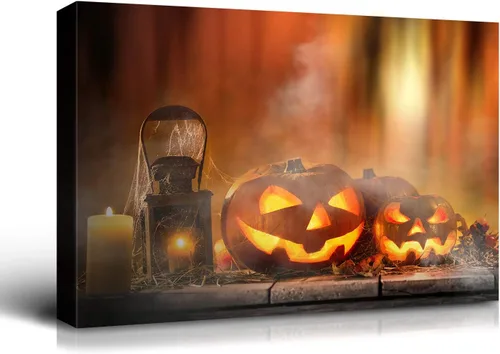 Miniatura 45 de Denozer - Pintura artística de pared de Halloween, impresión artística sobre lienzo para dormitorio, sala de estar, decoración de pared del hogar