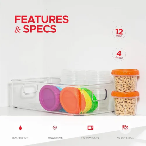 Miniatura 5 de Tafura Recipientes pequeños de 4 onzas con tapas (paquete de 12) Contenedores de condimentos para puré, aperitivos y más Contenedores pequeños
