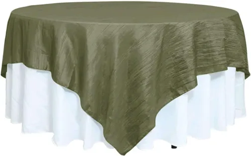 Miniatura 33 de Efavormart - Mantel cuadrado de tafetán arrugado de acordeón beige de 72 x 72 pulgadas