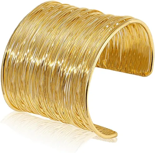 BOMAIL Pulseras doradas para mujer, brazalete de brazo superior para brazo, pulsera ancha abierta de oro, pulsera de joyería