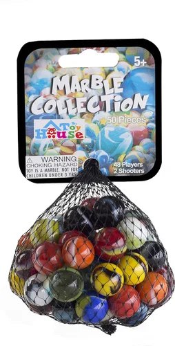 Miniatura 2 de Canicas de vidrio marmoladas, 50 unidades (48 jugadores y 2 cañones), varios colores, estilos y acabados, con las reglas de juego de canicas