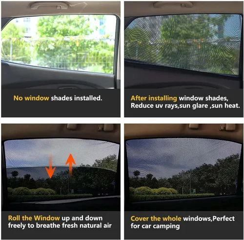Miniatura 2 de Sombras para ventanas laterales traseras de auto para autos pequeños y medianos, juego de 2 protectores solares elásticos y transpirables con malla
