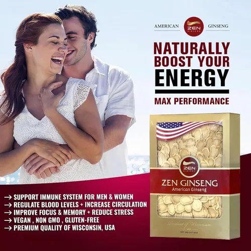 Miniatura 3 de Rodajas de ginseng Zen American Wisconsin: energía mejorada, rendimiento y salud mental para hombres y mujeres (caja de 8 onzas)