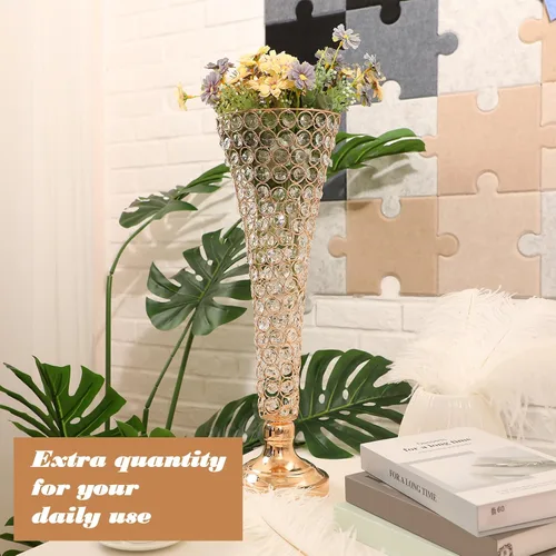 Miniatura 4 de Rtteri 4 jarrones de cristal de 20 pulgadas de alto para centros de mesa, boda, Navidad, jarrón de flores de trompeta de cristal metálico