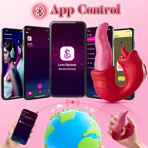 Miniatura 6 de Vibrador para Adultos, Juguetes Sexuales para Mujeres, Potente Vibrador de Lengua con Péndulo y Dildo de Empuje Controlado por APP con 10 Modos