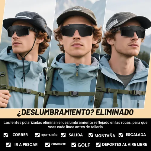 Miniatura 4 de Gafas de sol deportivas polarizadas para hombre, ciclismo, conducción, pesca, protección UV, ligeras, marco grande, gafas de bicicleta de montaña