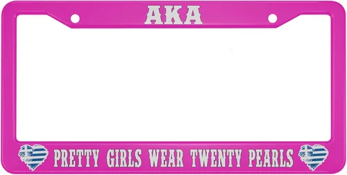 oFloral Aka Pretty Women Wear Twenty Pearls Marco de matrícula de aleación de aluminio en forma de corazón bandera de Grecia azul, blanco y rosa,
