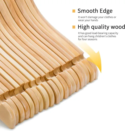 Miniatura 3 de Nature Smile Perchas de madera de 14 pulgadas para jóvenes preadolescentes con gancho antioxidante (paquete de 20 unidades, color natural)