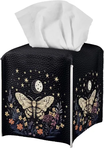 Miniatura 37 de ZFRXIGN Caja de pañuelos de hongos estética, funda cuadrada de piel sintética, organizador con cinturón inferior para tocador, encimera, mesita