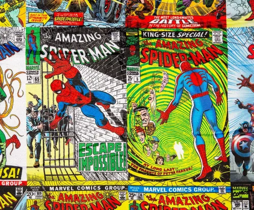 Miniatura 3 de Marvel Spider-Man Manta de Tiro de Forro Polar de Edición Especial del 60º Aniversario con Respaldo de Sherpa Azul Cubierta de Poliéster de Felpa