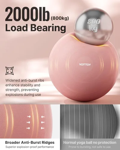 Miniatura 5 de YOTTOY - Pelota de ejercicio antiestallido para entrenamiento, yoga y embarazo, extragruesa para terapia física y fitness