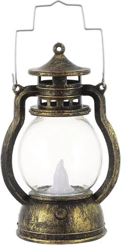 POPETPOP Linterna de camping LED vintage portátil al aire libre lámpara colgante con gancho retro bronce caballo diseño para tienda de emergencia