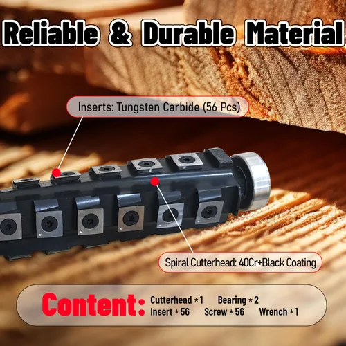 Miniatura 3 de Cabezal de corte helicoidal espiral de 13 pulgadas para cepilladora DeWalt DW735 DW735X