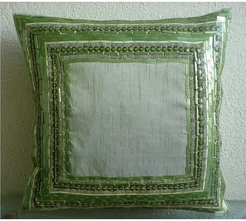 Miniatura 3 de The HomeCentric Fundas de almohada decorativas con bordes de 12 x 12 pulgadas Funda de cojín de seda de arte moderno Fundas de almohada verdes