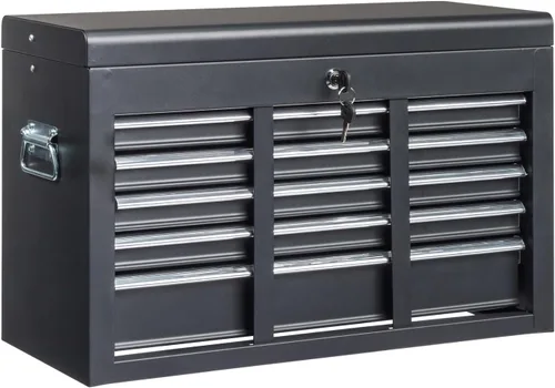 Caja de herramientas de metal, caja de herramientas con 5 cajones y bandeja de almacenamiento superior con cerradura de seguridad y asa, gabinete de