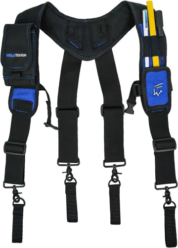 Miniatura 2 de MELOTOUGH Tirantes Magnéticos para Cinturón de Herramientas con Pulsera Magnética de Muñeca para Cinturón de Trabajo Tirantes Acolchados de Azul