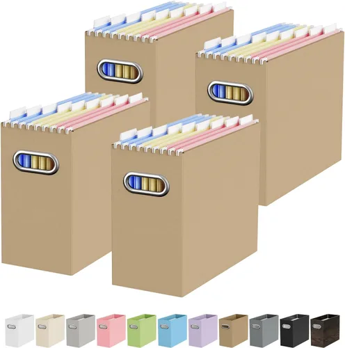 Miniatura 72 de Oterri Caja organizadora de archivos de cartón para colgar carpetas de archivos, tamaño carta, caja de archivos para escritorio de computadora, Gris