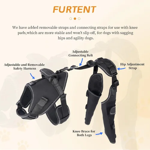 Miniatura 4 de Perro Acl Brace pata trasera – Mantiene las articulaciones calientes y protegidas, piernas y caderas ajustables mejoradas, juego de arnés