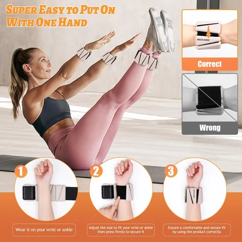 Miniatura 8 de BECOJADDE Juego de pesas de tobillo de 2 (1 libra/2 libras/3 libras cada una) Pesas ajustables de muñeca para mujeres y hombres, pesas portátiles