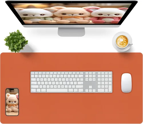 Miniatura 64 de Bloss Almohadilla de escritorio de cuero y reposamuñecas para teclado, alfombrilla grande para mouse + almohadilla para teclado + soporte de muñeca