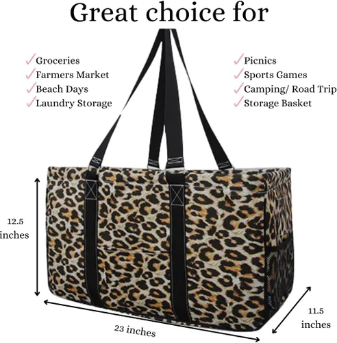 Miniatura 381 de NGIL Bolsa de comestibles reutilizable extra grande plegable de gran tamaño para comestibles, almacenamiento, picnic, playa, Bronco-negro occidental