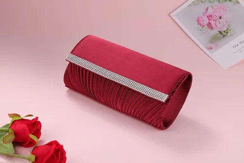 Miniatura 8 de ERIJUNOR Bolsos clásicos de satén plisados de noche con diamantes de imitación, bolsos cruzados para fiesta, graduación, boda, para mujer