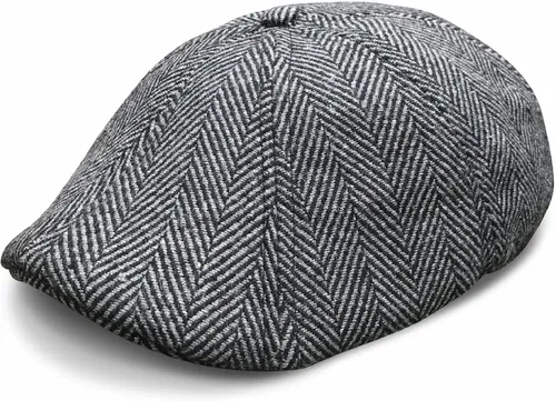 La Gorra Original Boston Scally Cap - La Gorra Plana de Newsboy Peaky - Gorra de 8 Paneles para Hombres - Gris Herringbone