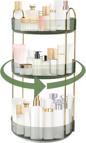 Miniatura 2 de INVSSENE Organizador giratorio de maquillaje de 360°, soporte giratorio para baño, estante de almacenamiento de cosméticos de gran capacidad