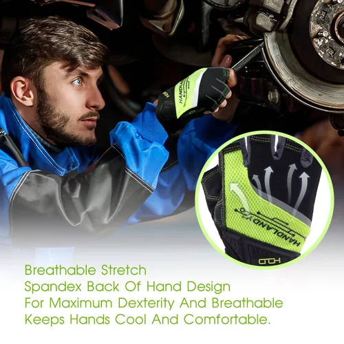 Miniatura 3 de AIGEVTURE Guantes de trabajo sin dedos para hombres, guantes de trabajo Framer, multiusos, ajuste de rendimiento, transpirables, duraderos