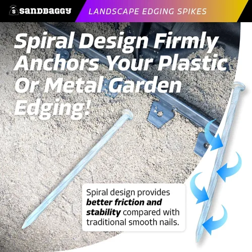 Miniatura 3 de Sandbaggy Estacas galvanizadas de 6 pulgadas para bordes de paisaje, clavos de paisaje en espiral, acero de calibre 7, ideales para suelos rocosos