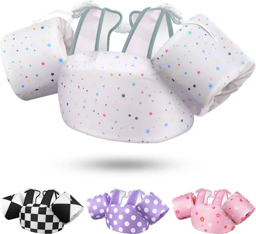 Miniatura 13 de Vvinca Chaleco de natación para niños pequeños de 22 a 66 libras (2 a 6 años) - Flotadores de piscina 3 en 1 para niños con bandas de brazo