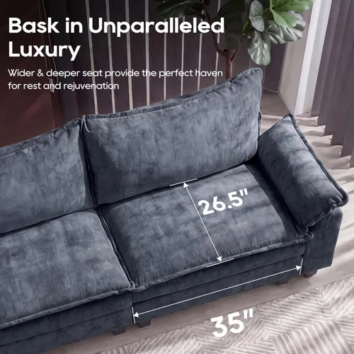 Miniatura 5 de URRED Cloud Couch Sofá Seccional Modular, Sofá Moderno en Forma de U de Asiento Profundo de 157", con 2 Otomanas y Almohadas, Sofás de Chenilla Azul